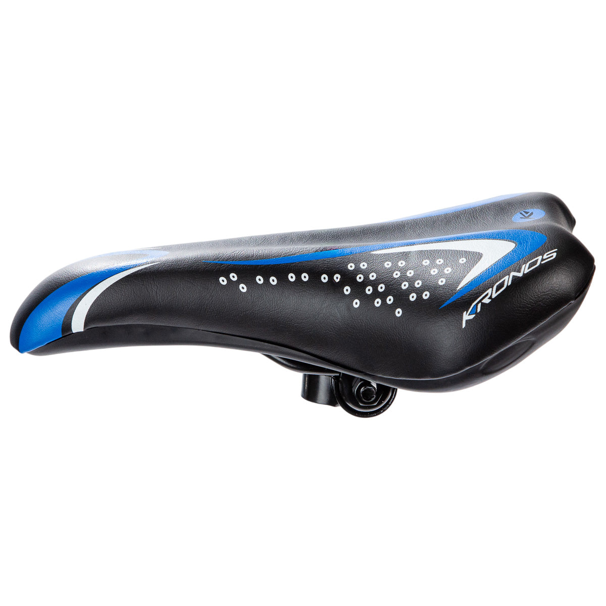 Asiento para bicicleta de montaña Kronos con broche 270x140 mm Negro-azul-blanco
