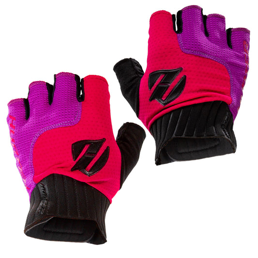 Guantes cortos para bicicleta Hunter Performance Comfort Gel T-L (15-8 cm) Negro-fucsia-morado