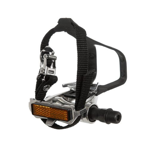 Pedales para bicicleta de ruta y media carrera con punteras Windsor 9 16