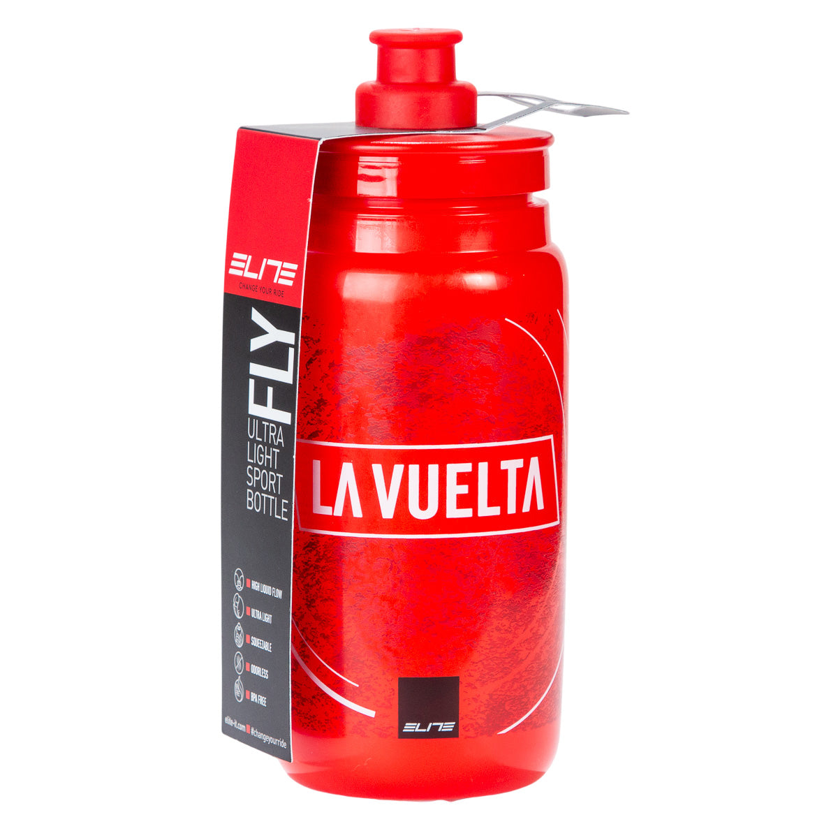 Ánfora para bicicleta Elite Fly World Tour La Vuelta 550 ml Libre de BPA Rojo