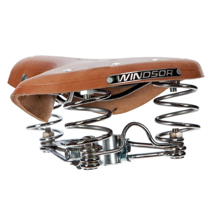 Asiento para bicicleta urbana Windsor Vaqueta con broche 2 resortes 255x215 mm café