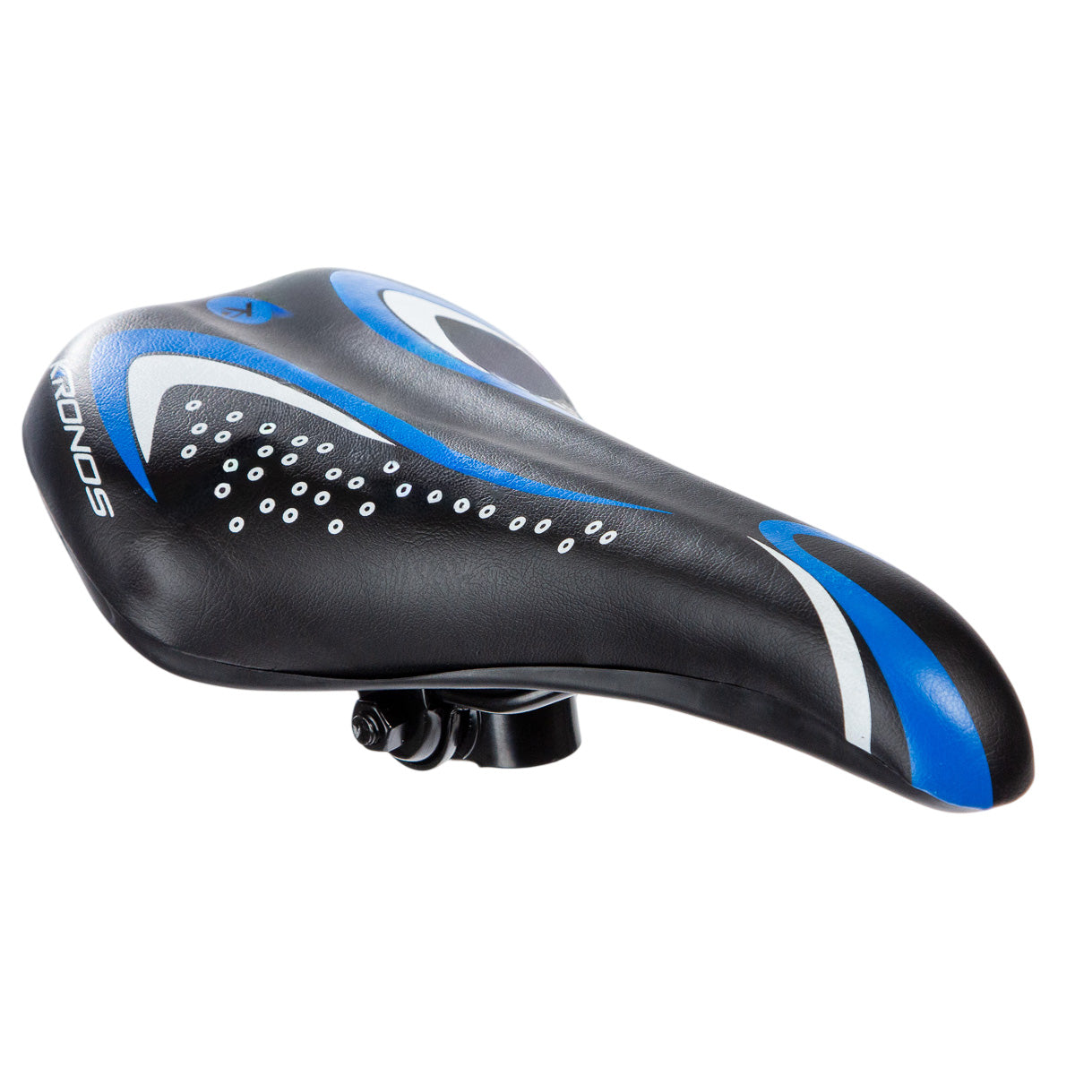 Asiento para bicicleta de montaña Kronos con broche 270x140 mm Negro-azul-blanco