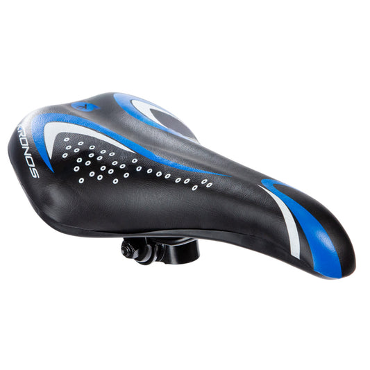 Asiento para bicicleta de montaña Kronos con broche 270x140 mm Negro-azul-blanco