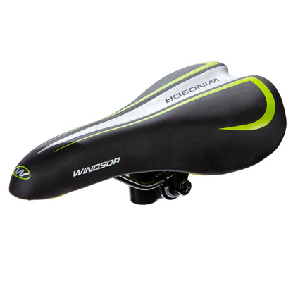 Asiento para bicicleta de montaña Windsor con broche 260x140 mm Negro-verde-gris