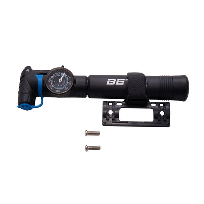Bomba de aire de mano para bicicleta Beto con manómetro 120 psi V A-F Negro
