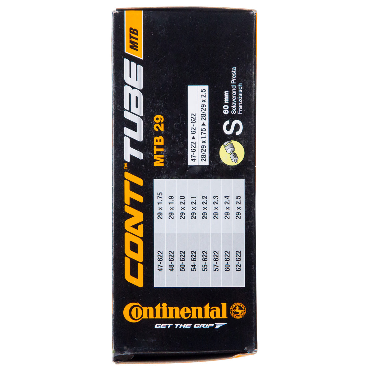 Cámara para bicicleta de montaña Continental MTB R29x1.75"-2.5" Negro