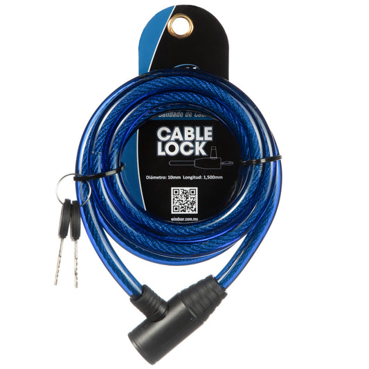 Candado de cable para bicicleta con llave Windsor 10x1500 mm
