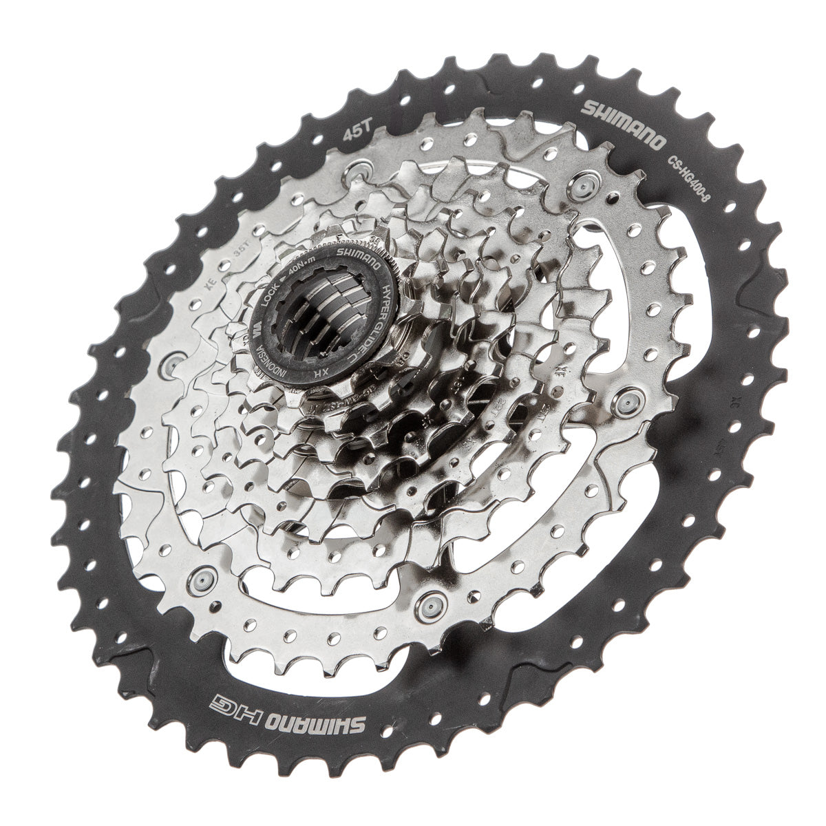 Cassette para bicicleta de montaña Shimano CS-HG400 8v 11-45d Cromado-negro