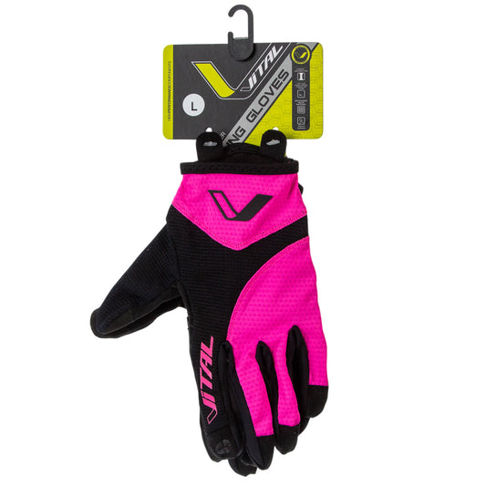 Guantes largos para bicicleta de montaña Vital Gel T-L (21-9 cm) Negro-fucsia
