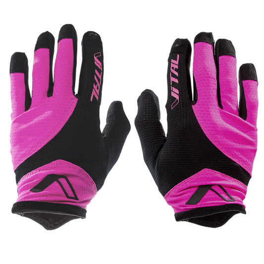 Guantes largos para bicicleta de montaña Vital Gel T-L (21-9 cm) Negro-fucsia