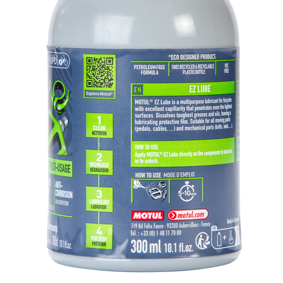 Lubricante multiusos para bicicleta Motul EZ Lube 300 ml Gris