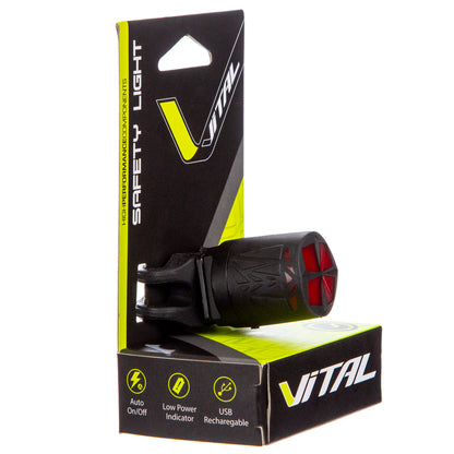 Luz trasera para bicicleta Vital Pro 2 modos Luz roja Negro-rojo