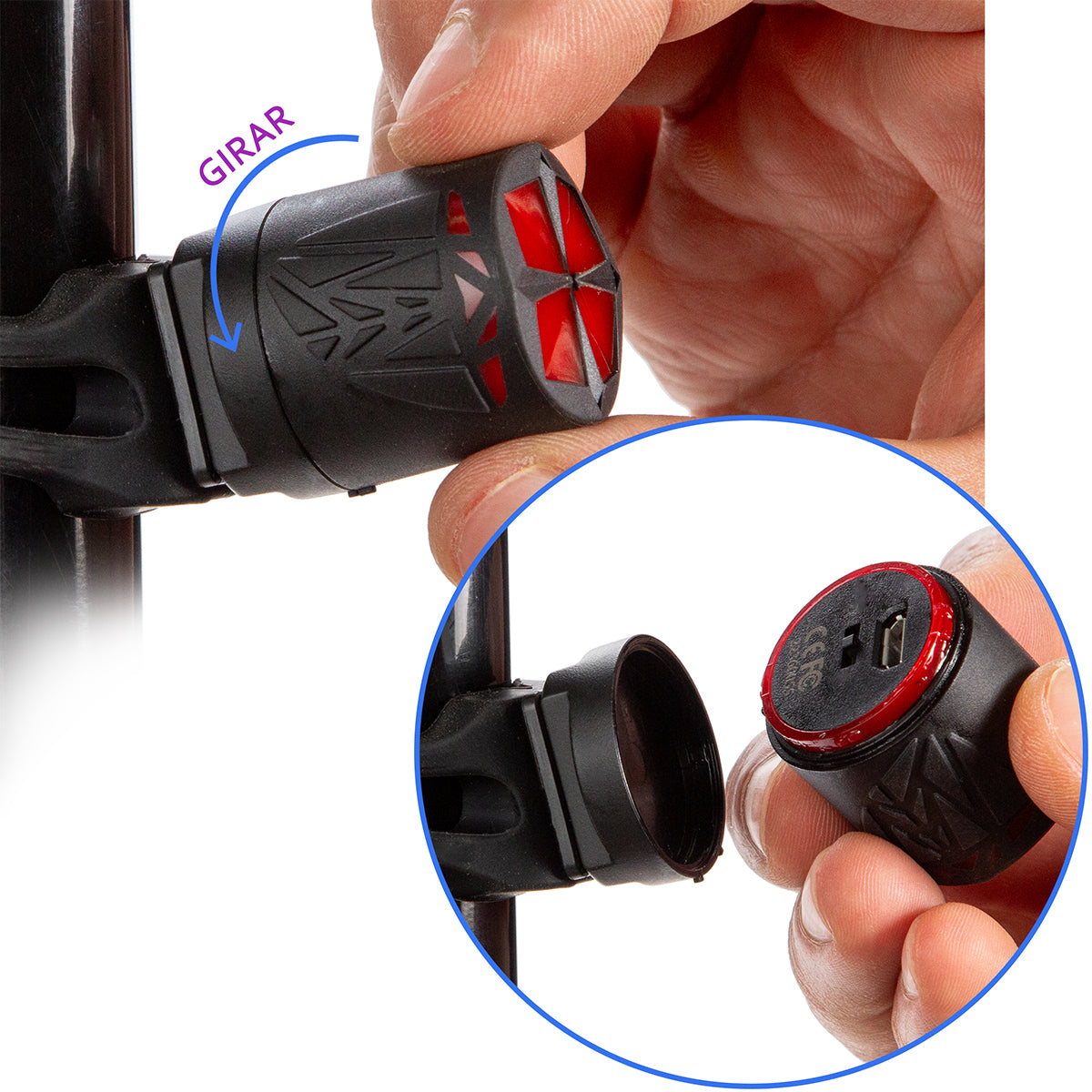 Luz trasera para bicicleta Vital Pro 2 modos Luz roja Negro-rojo
