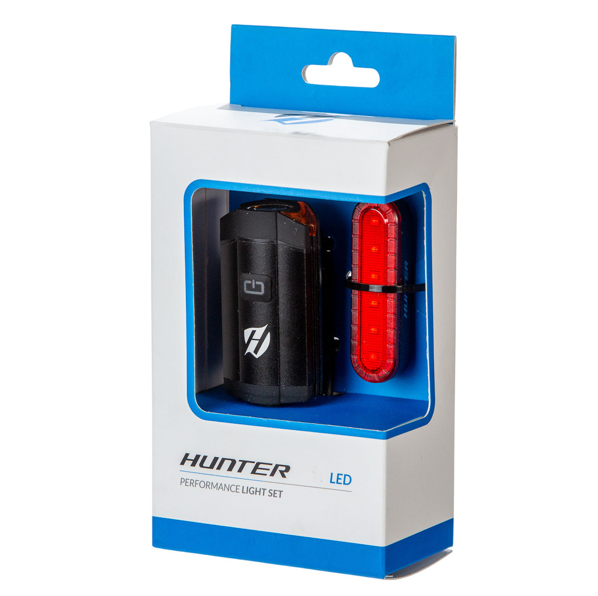 Luz trasera y delantera para bicicleta Hunter Set 300 lúmenes-10 lúmenes USB-C Negro