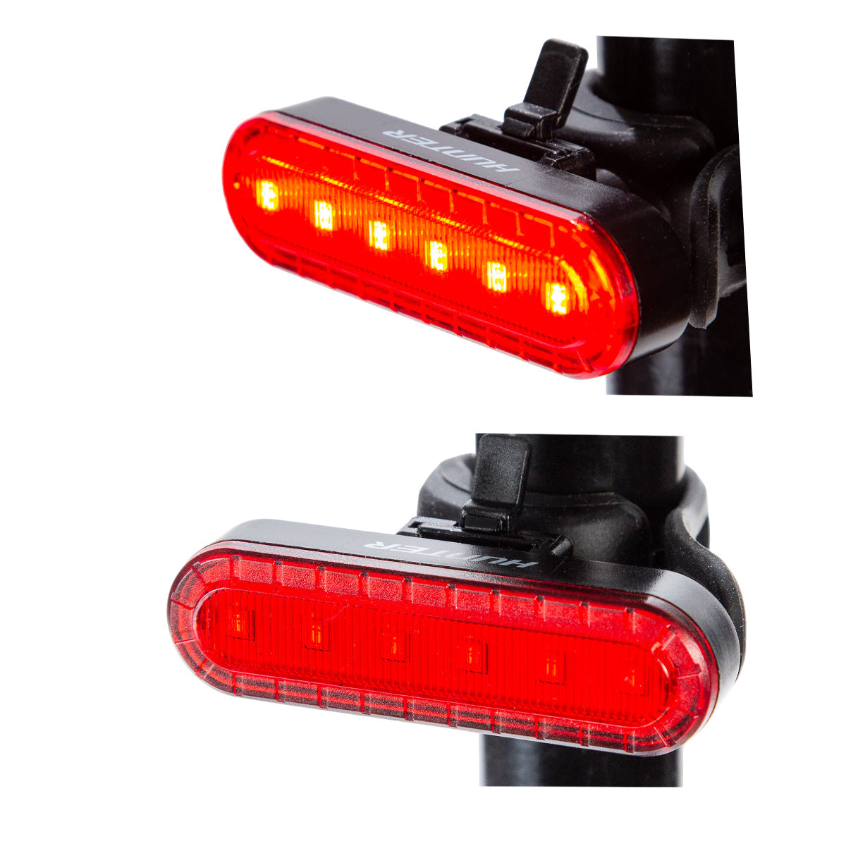 Luz trasera y delantera para bicicleta Hunter Set 300 lúmenes-10 lúmenes USB-C Negro