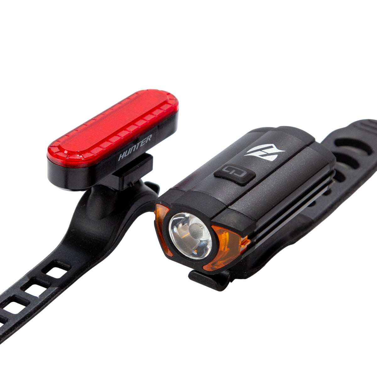 Luz trasera y delantera para bicicleta Hunter Set 300 lúmenes-10 lúmenes USB-C Negro