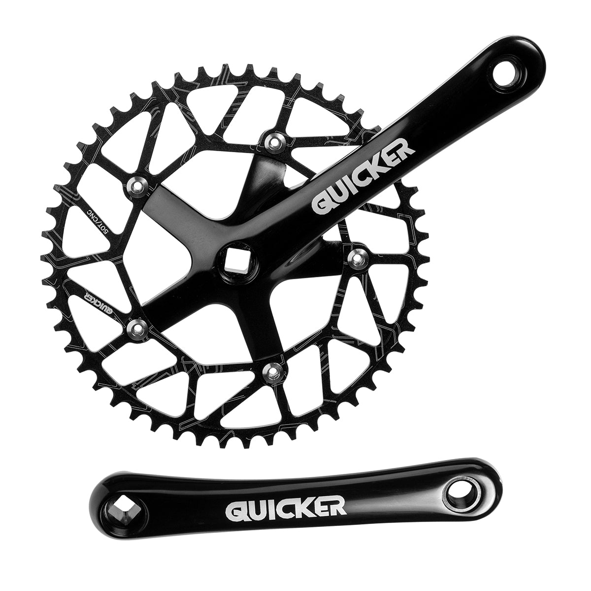 Multiplicación monoplato para bicicleta urbana fixie Quicker 9v 50d 170 mm Eje cuadrado 9/16" Negro