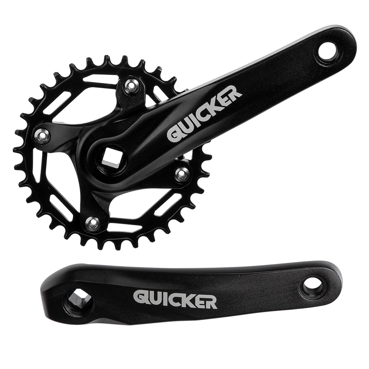 Multiplicación mono plato para bicicleta de montaña Quicker 1x10/11 34d 170 mm Eje cuadrado 9/16" Negro