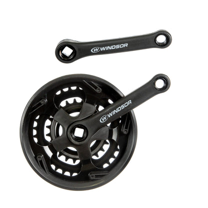 Multiplicación triple para bicicleta infantill Windsor 3x6/8v 24/34/42d 140 mm Eje cuadrado 9/16" Negro
