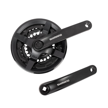 Multiplicación triple para bicicleta de montaña Shimano Tourney FC-TY301 42-34-24d 170 mm 6-8v con cubre cadena Negro
