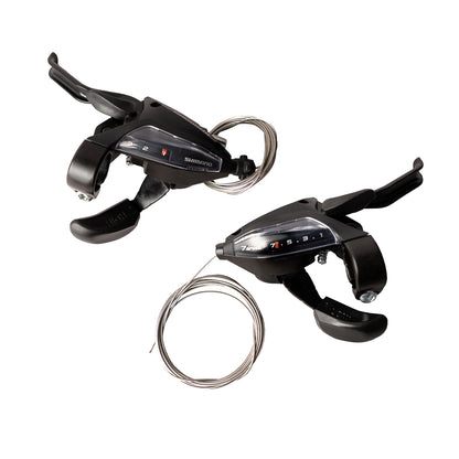 Palancas de freno y cambio duales para bicicleta de montaña Shimano ST-EF500 21v Negro