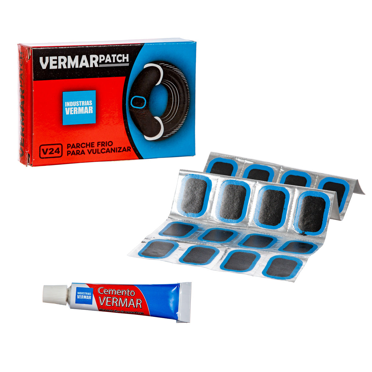 Parches para cámara de bicicleta Vermar 24 Piezas Rectangular