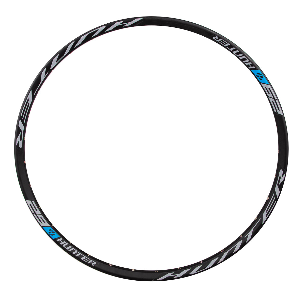 Rin para bicicleta de montaña Hunter con ojillo R29 32 hoyos 14G Negro-gris-azul