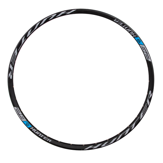 Rin para bicicleta de montaña Hunter con ojillo R29 32 hoyos 14G Negro-gris-azul