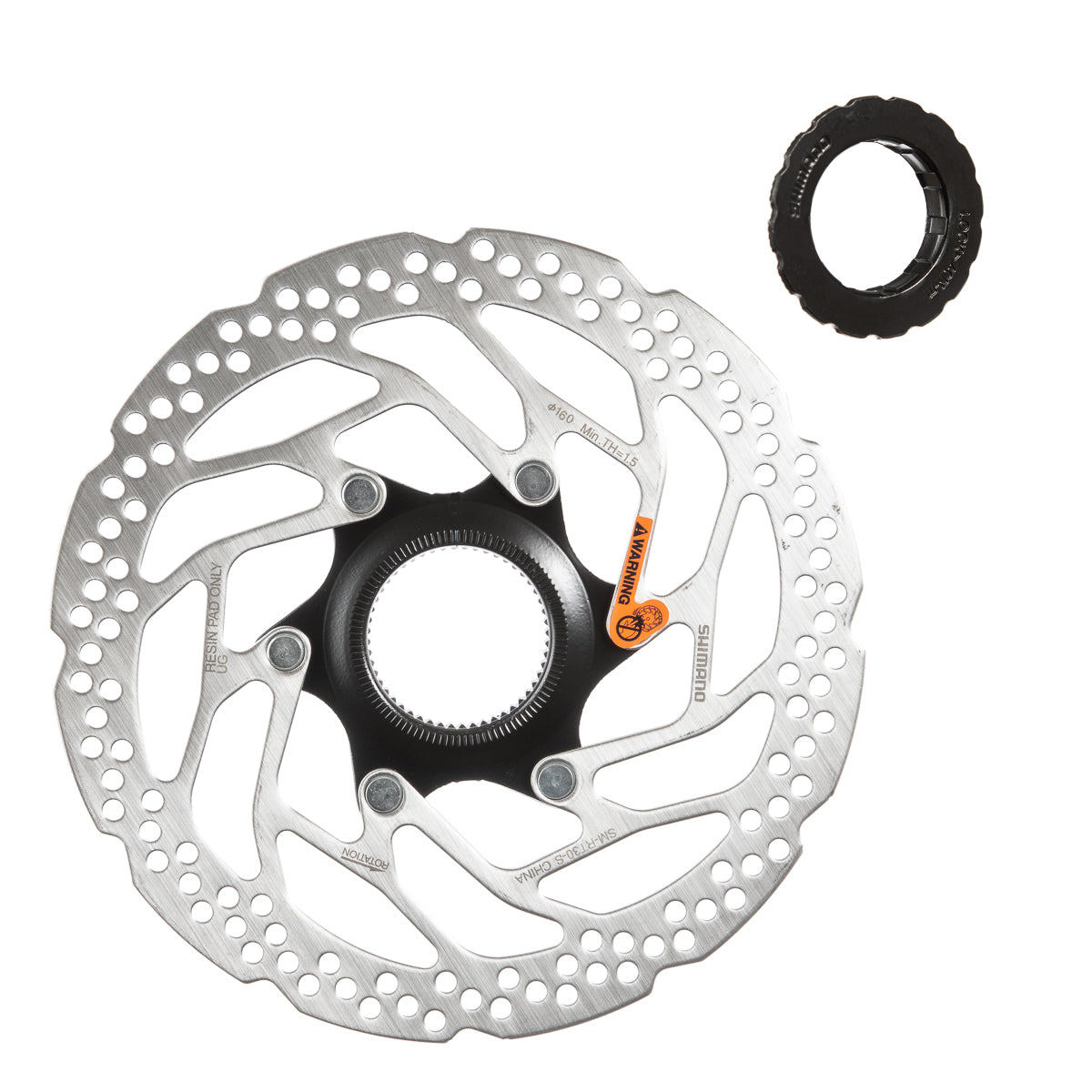 Disco de freno para bicicleta de montaña Shimano Alivio SM RT30 160 mm Center Lock Resina