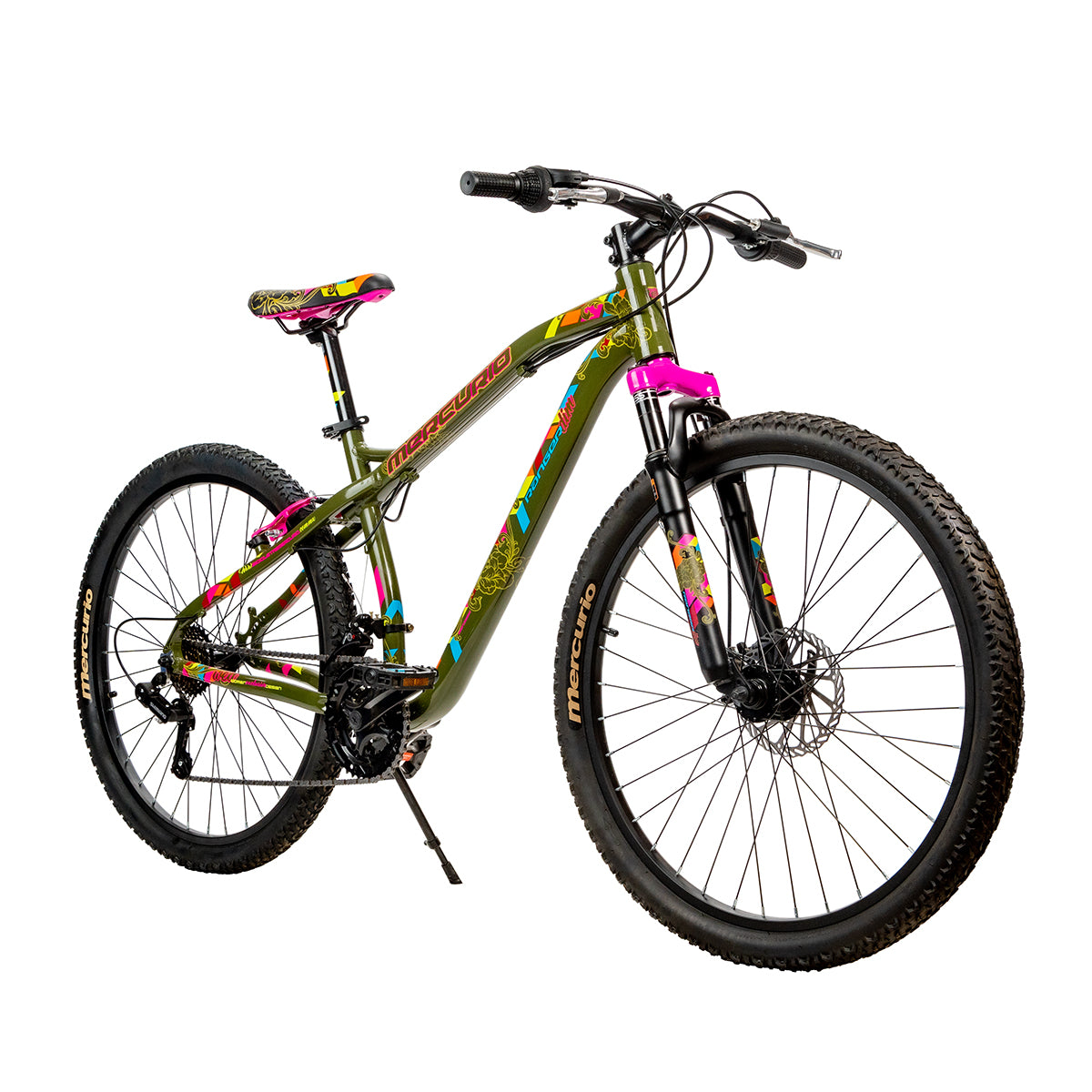 Bicicleta de montaña Mercurio Ranger Dim R26 3x7v M-17" Verde-rosa