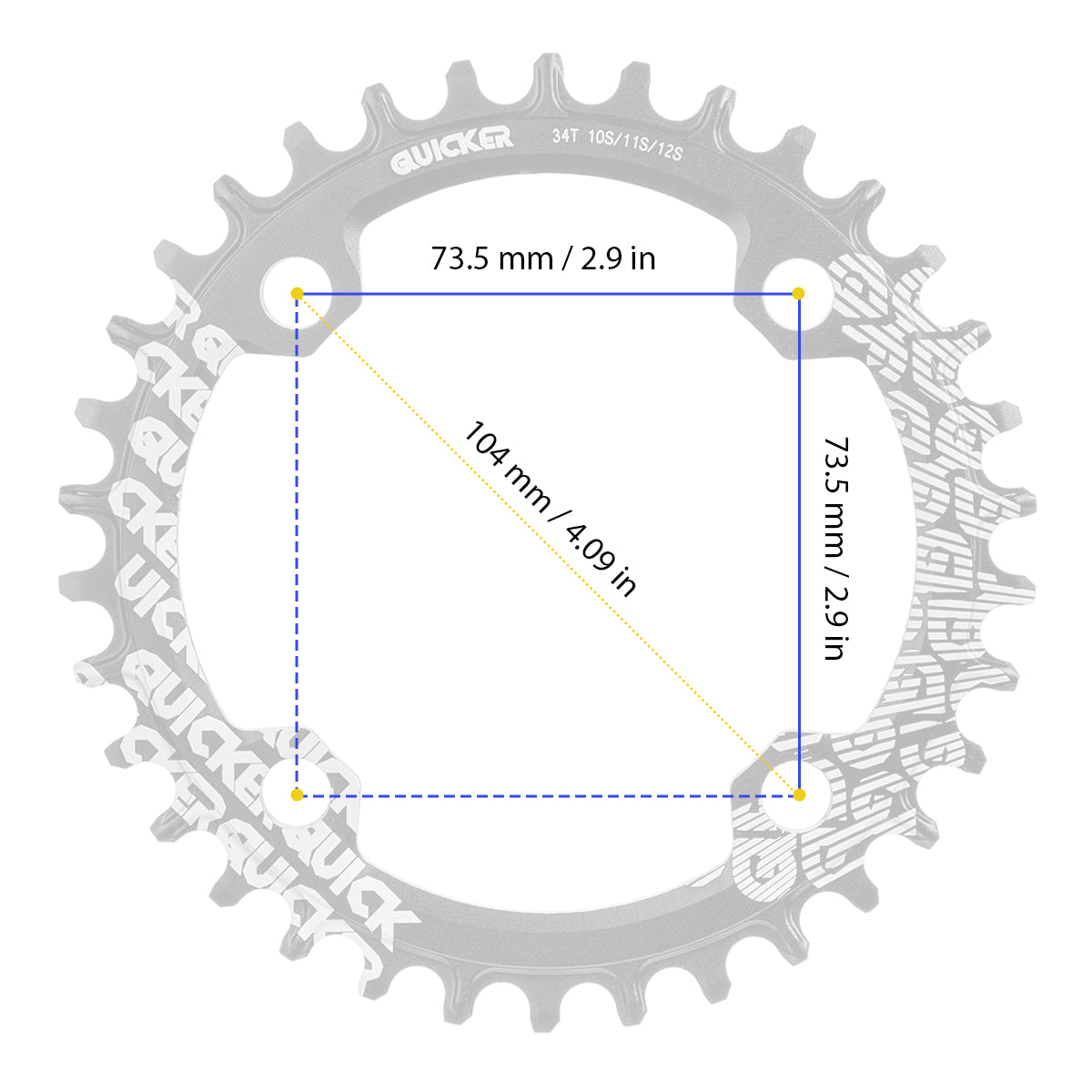 Plato para multiplicación MTB Quicker 34d 10 11 12v BCD 104mm