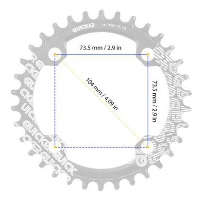 Plato para multiplicación MTB Quicker 34d 10 11 12v BCD 104mm